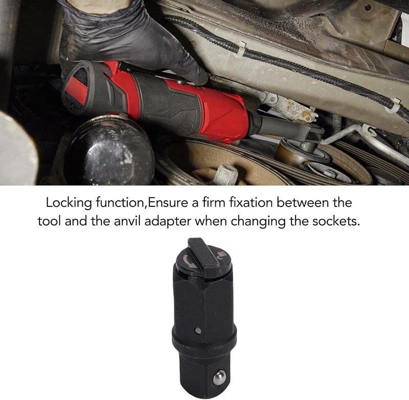 NOENNULL Carbon Steel Ratchet Anvil Adapter with Locking Function High Strength Locking Box Ratchet Adapter Replacement for Fuel Insider Box, Anti Slip Hex Geometr, Quick (3/8 Inches 49-16-1668) - Image 2
